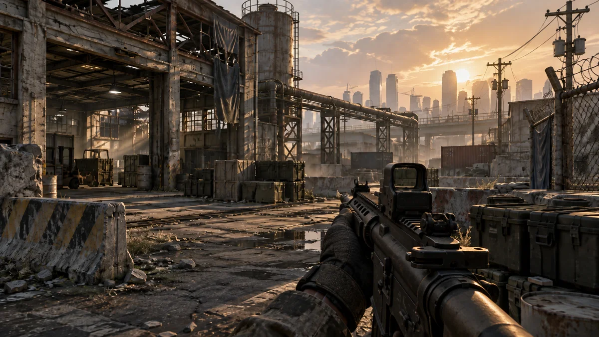 A detailed industrial game environment